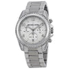 Michael Kors MK5165 silver-tone chronograph watch with white dial and crystal bezel