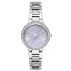 Michael Kors Mini Taryn silver-tone watch with purple mother-of-pearl dial and crystal bezel