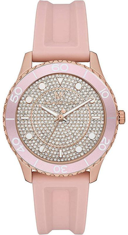Michael Kors MK6854 oversized watch with pavé crystal dial and rose gold-tone case