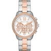 Michael Kors MK7201 Brynn two-tone chronograph watch with diamond bezel and white dial