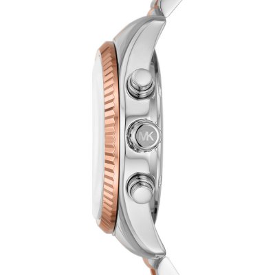 Michael Kors MK7219 Lexington watch side profile showing chronograph pushers and bezel detail