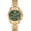 Michael Kors MK7257 Bradshaw gold-tone chronograph watch with green dial and Roman numerals