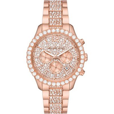 Michael Kors Layton MK7285 rose-gold chronograph watch with pavé crystal dial and diamond-set bezel