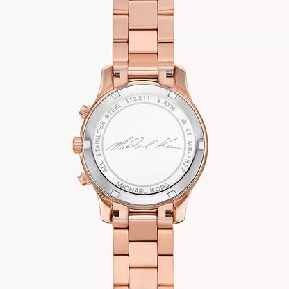 Michael Kors MK7327 watch caseback detail showing serial and branding