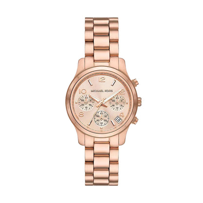 Michael Kors Mini Runway Chronograph MK7327 rose gold women's watch with link bracelet