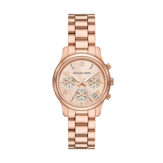 Michael Kors Mini Runway Chronograph MK7327 rose gold women's watch with link bracelet