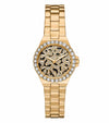 Michael Kors Mini Lennox gold-tone women's watch with pavé crystal bezel and leopard dial