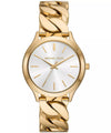 Michael Kors Slim Runway white dial watch with gold curb-link bracelet