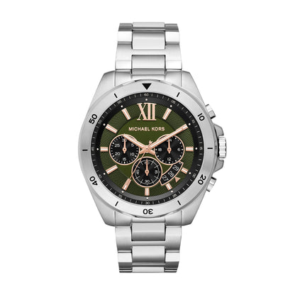 Michael Kors Brecken MK8984 oversized silver-tone men's chronograph watch with black dial