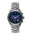 Michael Kors Slim Runway Chronograph gunmetal watch with blue dial and three subdials