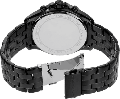 Case back of Michael Kors MK9127 with stainless steel bracelet and deployment clasp