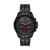 Michael Kors MK9127 black chronograph pilot watch with red accent subdials on black stainless steel bracelet