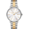 Michael Kors MK9134 silver and gold-tone men's watch with white dial and date window