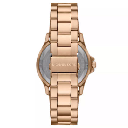 Michael Kors Everest watch caseback with rose-gold bracelet