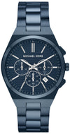 Michael Kors Lennox MK9147 blue-tone chronograph watch with blue dial and steel bracelet