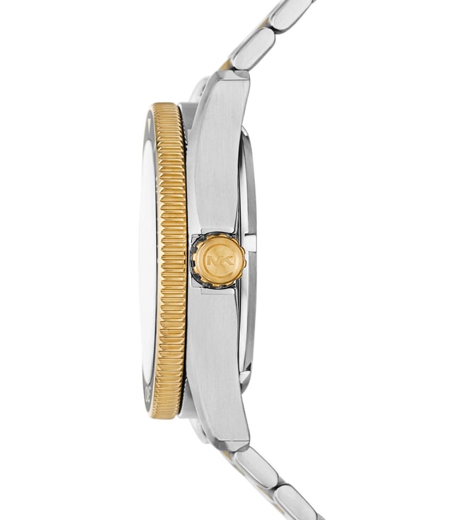 Michael Kors MK9180 side view showing case profile and two-tone bracelet design