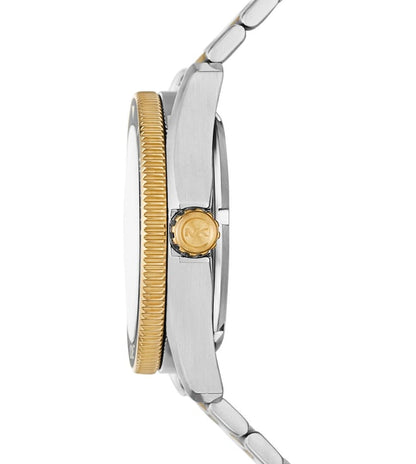 Michael Kors MK9180 side view showing case profile and two-tone bracelet design