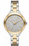 Michael Kors MKO1118 silver and gold-tone watch with crystal-paved dial and link bracelet