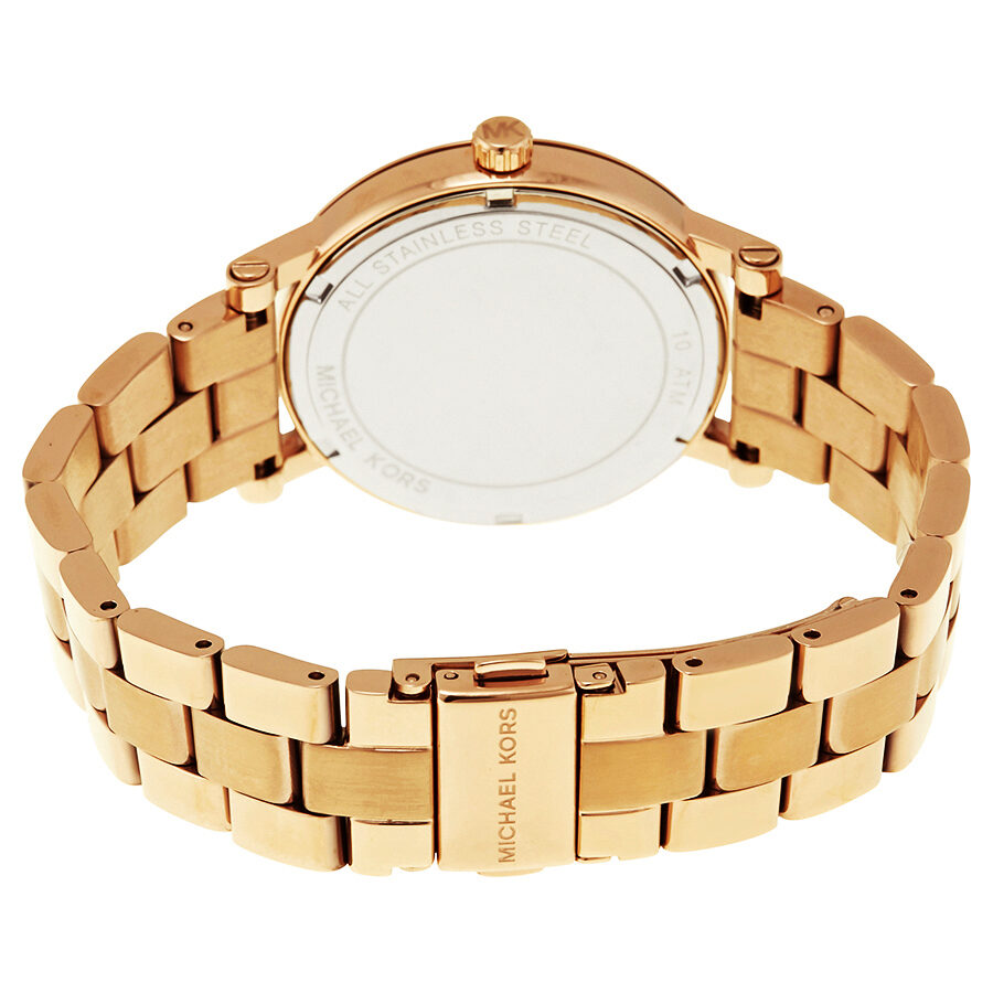 Michael Kors Norie watch caseback with rose gold-tone metal and Michael Kors branding