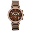 Michael Kors Parker chocolate chronograph watch with diamond bezel and three subdials