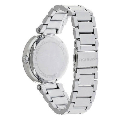 Back view of Michael Kors Parker MK5925 watch with silver-tone bracelet