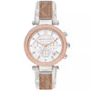 Michael Kors Parker Pavé two-tone women's chronograph watch with rose gold bezel and signature-print strap