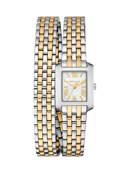 Michael Kors Petite Emery two-tone double wrap ladies watch with silver and gold bracelet