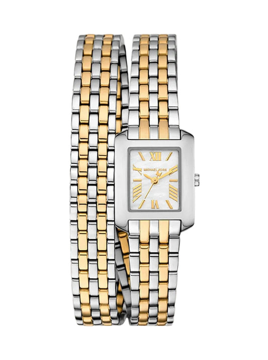 Michael Kors Petite Emery two-tone double wrap ladies watch with silver and gold bracelet