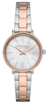 Michael Kors Pyper women's watch with mother-of-pearl white dial and two-tone steel strap