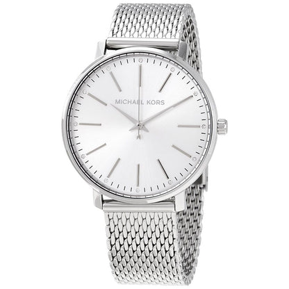 Michael Kors Pyper silver dial quartz watch with silver mesh strap