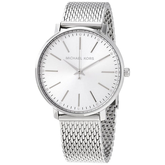 Michael Kors Pyper silver dial quartz watch with silver mesh strap