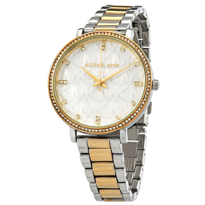 Michael Kors Pyper ladies watch with white crystal dial and two-tone steel bracelet