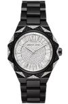 Michael Kors Raquel MK4692 black-tone watch with silver pavé dial and black stainless steel bracelet