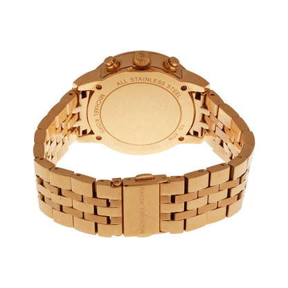 Michael Kors Ritz MK6077 stainless steel caseback with engraved Michael Kors branding