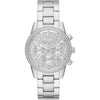 Michael Kors Ritz MK7301 silver chronograph watch with diamond bezel and paved dial