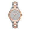 Michael Kors Runway Mercer two-tone women's watch with crystal-studded dial and rose gold and silver bracelet