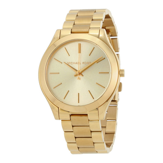 Michael Kors Runway women's watch with champagne dial and gold-tone stainless steel bracelet