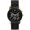 Michael Kors Runway Chronograph watch with black dial, gold-tone case and black rubber strap