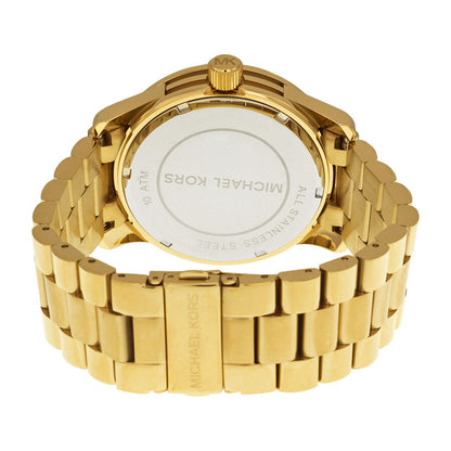 Michael Kors Runway MK5706 gold watch caseback with Michael Kors branding