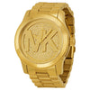 Michael Kors Runway MK5706 gold women's watch with pave crystal dial and MK logo