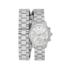 Michael Kors Runway Chronograph silver chronograph watch with dual wrap bracelets and white dial