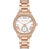 Michael Kors Sage MK4806 rose gold women's watch with white dial and crystal bezel