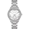 Michael Kors Sage silver-tone women's watch with white dial and crystal pavé bezel