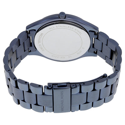 Michael Kors Slim Runway watch caseback showing stainless steel construction