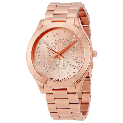 Michael Kors Slim Runway MK3591 rose gold-tone watch with crystal dial and rose gold bracelet