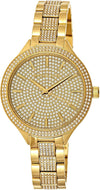 Michael Kors Slim Runway gold-tone women's watch with pavé crystal dial and matching bracelet