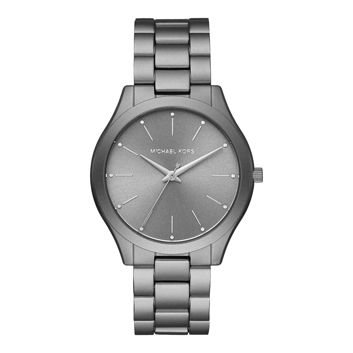 Michael Kors Slim Runway charcoal men's watch with gray dial and stainless steel bracelet