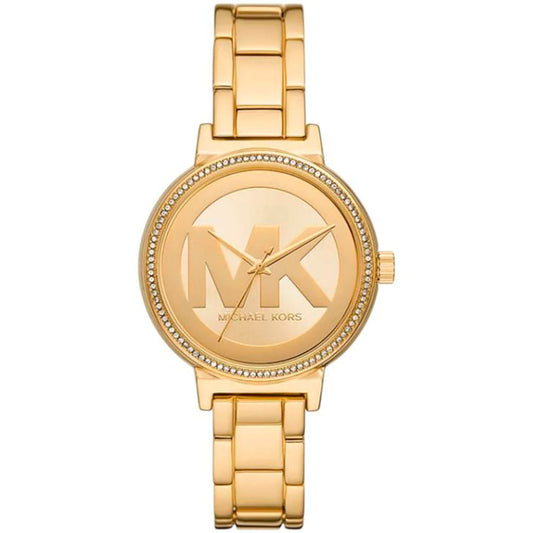 Michael Kors Sofie gold women's watch with embellished dial and crystal bezel