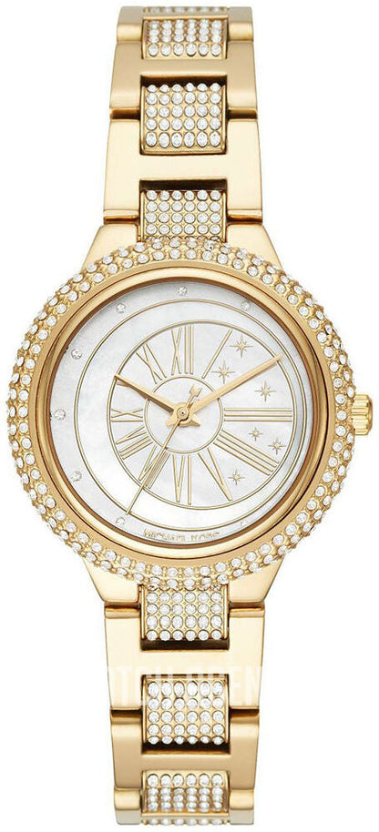 Michael Kors Taryn MOP gold-tone women's watch with mother-of-pearl dial and crystal-paved bracelet
