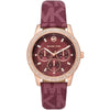 Michael Kors Tibby rose gold-tone women's watch with burgundy leather strap and crystal bezel